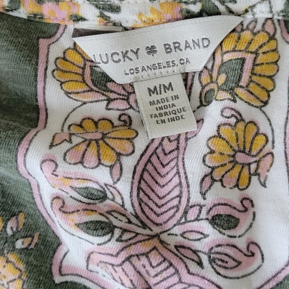 Lucky Brand Cottagecore Floral Pattern Button Down Short Sleeve Blouse - Picture 6 of 9